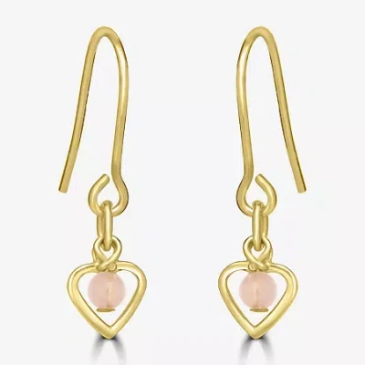 Silver Treasures Womens White Simulated Pearl 14k Gold Over Silver Heart Drop Earrings In Gray