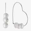 Silver Treasures Womens White Simulated Pearl Sterling Silver 27.1mm Heart Hoop Earrings In Brown
