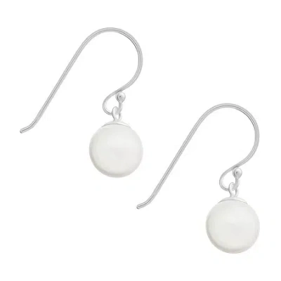 Silver Treasures Womens White Simulated Pearl Sterling Silver Hypoallergenic Drop Earrings In Metallic