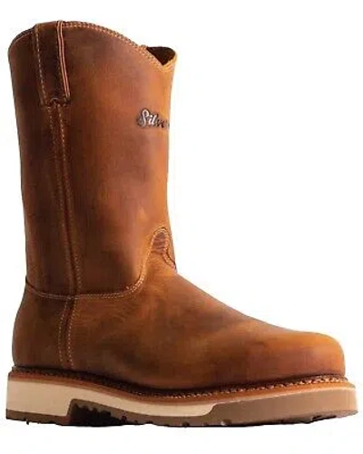 Pre-owned Silverado Men's Pull On Western Work Boot - Soft Toe - 7704 In Brown