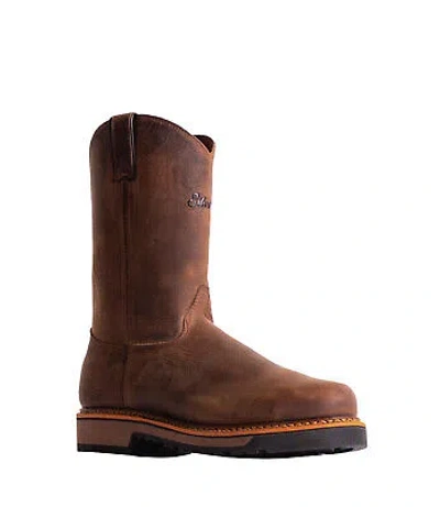 Pre-owned Silverado Mens 10in Pull-on Usa Shipyard Brown Leather Work Boots