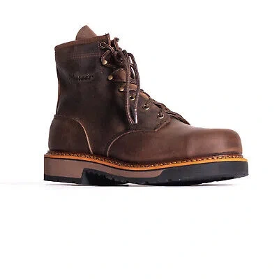 Pre-owned Silverado Mens 6in Lumberjack Shipyard Oil Brown Leather Work Boots