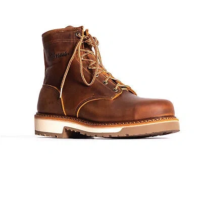 Pre-owned Silverado Mens 6in Lumberjack Shipyard Pu Oil Tan Leather Work Boots