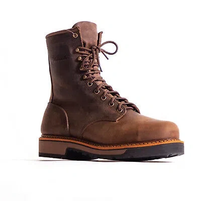 Pre-owned Silverado Mens 8in Lumberjack Shipyard Oil Brown Leather Work Boots