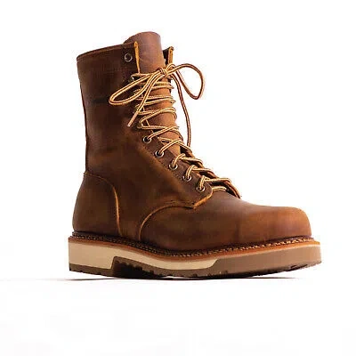 Pre-owned Silverado Mens 8in Lumberjack Shipyard Oil Tan Leather Work Boots