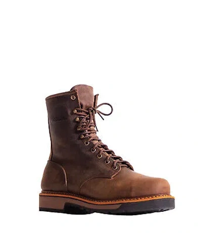 Pre-owned Silverado Mens 8in Lumberjack Shipyard St Oil Brown Leather Work Boots