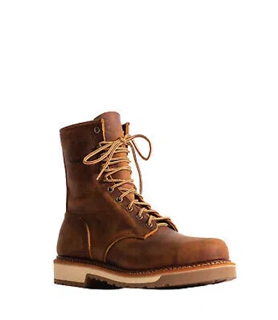 Pre-owned Silverado Mens 8in Lumberjack Shipyard St Oil Tan Leather Work Boots