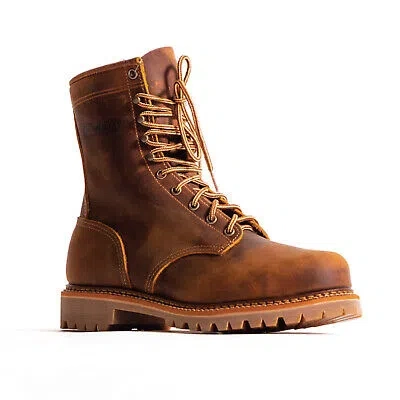 Pre-owned Silverado Mens 8in Lumberjack Shipyard Tan Leather Work Boots In Brown