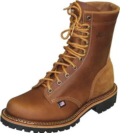 Pre-owned Silverado Mens 8in Lumberjack Shipyard Usa Oil Tan Leather Work Boots
