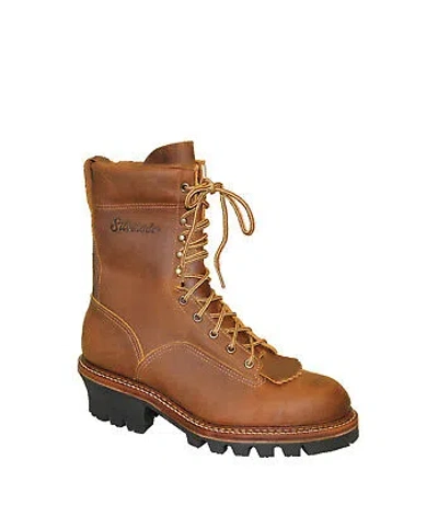 Pre-owned Silverado Mens 9in Logger Shipyard St Oil Tan Leather Work Boots