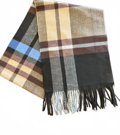 Silversilk Unisex Premium Cashmere Scarf In Black Brown