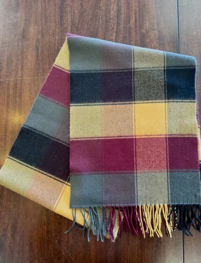Silversilk Unisex Premium Cashmere Scarf In Burgundy Plaid In Multi