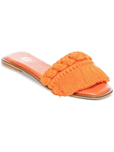 Silvia Cobos Candy Fringe Womens Flat Fringe Slide Sandals In Orange