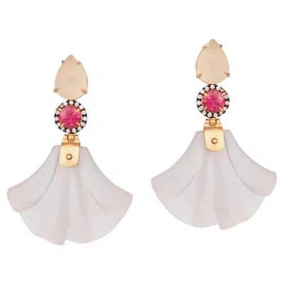 Pre-owned Silvia Furmanovich 18k Rose Gold Rose Quartz, Pink Tourmaline & Diamond Earrings In Red