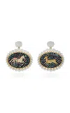 SILVIA FURMANOVICH 18K YELLOW GOLD ALCHEMICAL WEDDING MINIATURE PAINTING EARRINGS
