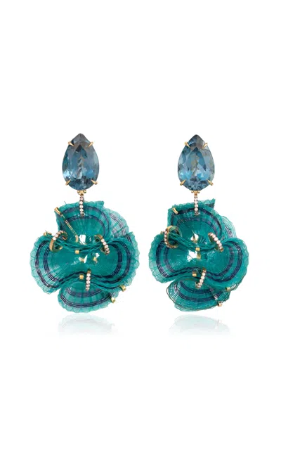 Silvia Furmanovich 18k Yellow Gold Blue Horse Mane Sphere Earrings