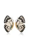 Silvia Furmanovich 18k Yellow Gold Butterfly Wing Marquetry Earrings In White