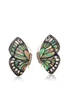 Silvia Furmanovich 18k Yellow Gold Butterfly Wing Marquetry Earrings In Multi