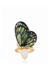 Silvia Furmanovich 18k Yellow Gold Butterfly Wing Marquetry Ring In Multi