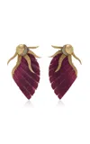 Silvia Furmanovich 18k Yellow Gold Diamond Shell Earrings In Purple