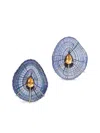 Silvia Furmanovich 18k Yellow Gold Horse Mane Diamond And Citrine Earrings In Blue