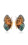 Silvia Furmanovich 18k Yellow Gold Marquetry Butterfly Wing Earrings