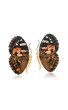 Silvia Furmanovich 18k Yellow Gold Marquetry Butterfly Wing Earrings