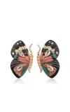 Silvia Furmanovich 18k Yellow Gold Marquetry Butterfly Wing Earrings