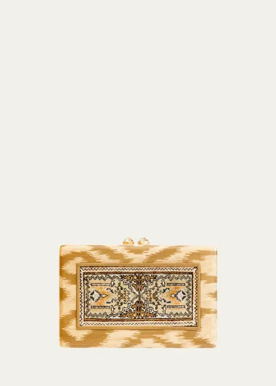 Silvia Furmanovich 18k Yellow Gold Marquetry Silk Carpet Clutch With Prasiolite