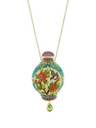 Silvia Furmanovich 18k Yellow Gold Marquetry Snuff Bottle Necklace In Multi