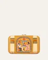 Silvia Furmanovich 18k Yellow Gold Rectangular Marquetry Clutch With Egyptian Motif And Red Agate