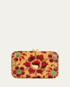 Silvia Furmanovich 18k Yellow Gold Rectangular Marquetry Clutch With Flower Print And Citrine