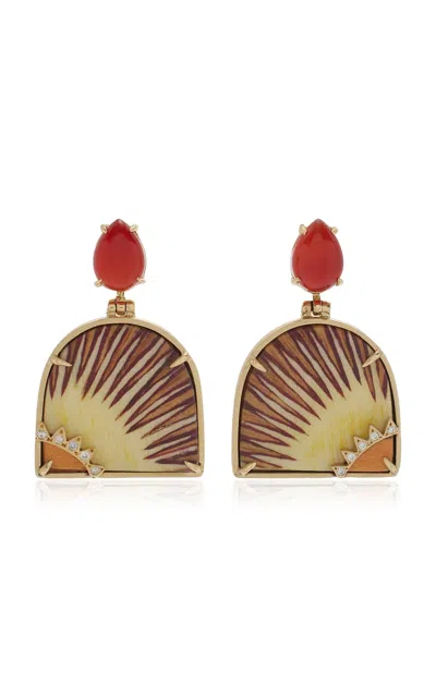 SILVIA FURMANOVICH 18K YELLOW GOLD SUNSET MARQUETRY EARRINGS 