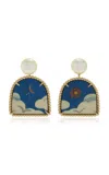 Silvia Furmanovich 18k Yellow Gold Tibetan Sky Arch Marquetry Earrings In Blue