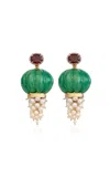 Silvia Furmanovich 18k Yellow Gold  Wavy Pitanga Green Laquered Marquetry Earrings