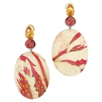 Pre-owned Silvia Furmanovich Bamboo And Marquetry Earrings By  In Multi