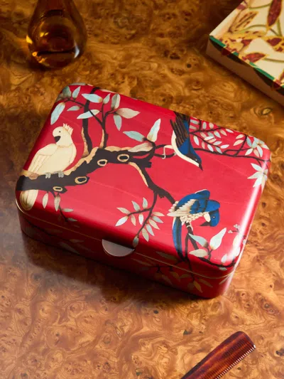 Silvia Furmanovich Birds Marquetry Wood Jewellery Box  Abask Luxury Gift In Red