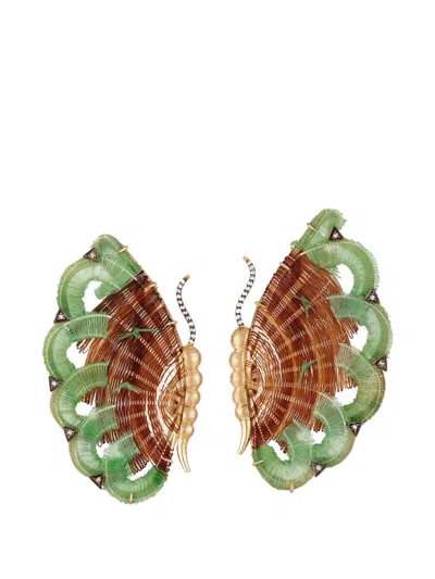 Silvia Furmanovich Butterfly Diamond Earrings In Green