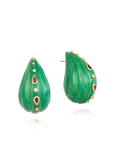 Silvia Furmanovich Diamond And Ruby Earrings In Transparent