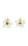 Silvia Furmanovich Horse Mane 18k Yellow Gold Floral Earrings In White