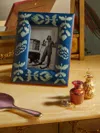 Silvia Furmanovich Ikat Marquetry Wood Photo Frame  Abask Luxury Gift In  Blue And Light Blue