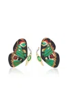 Silvia Furmanovich Marquetry 18k Yellow Gold; Diamond; And Tsavorite Earrings In Green