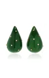 Silvia Furmanovich Marquetry 18k Yellow Gold Diamond Earrings In Green