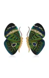 Silvia Furmanovich Marquetry Butterfly 18k Yellow Gold Kyanite And Diamond Earrings In Blue