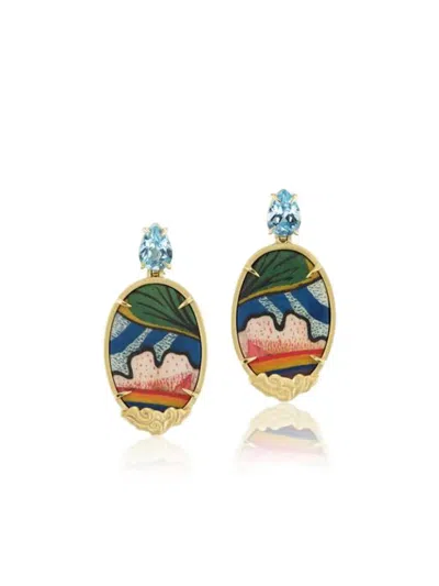 Silvia Furmanovich Marquetry Tibetan Rainbow Diamond And Topaz Earrings In Multi
