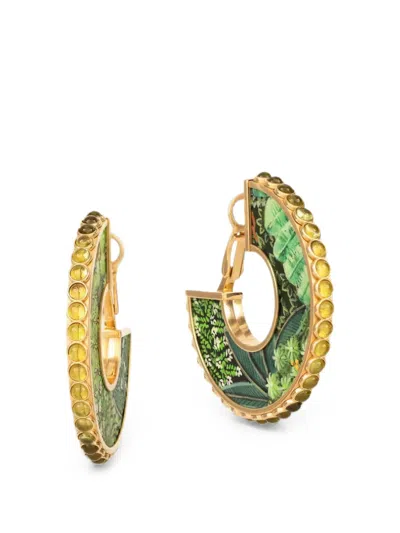 Silvia Furmanovich Miniature Painting Peridot And Diamond Hoop Earrings In Orange