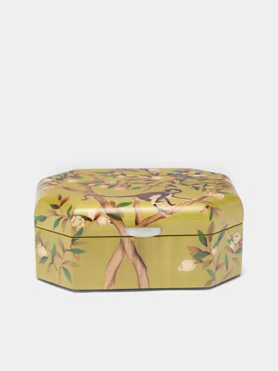 Silvia Furmanovich Monkeys Marquetry Wood Jewellery Box  Abask Luxury Gift In Green