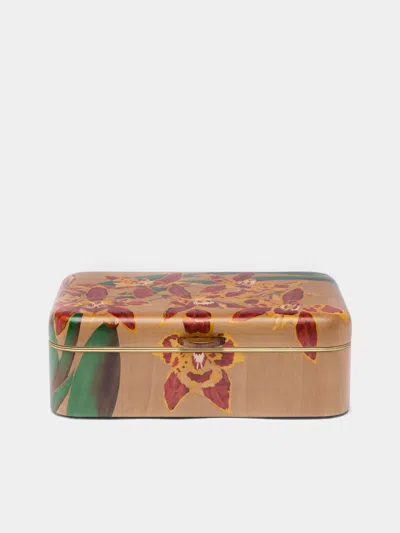 Silvia Furmanovich Orchids Marquetry Wood Jewellery Box  Abask Luxury Gift In Pink