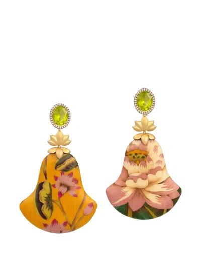 Silvia Furmanovich Peridot Marquetry Flower Earrings In Multi