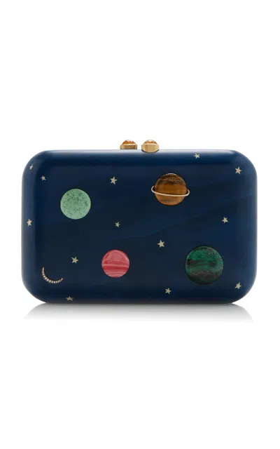 Silvia Furmanovich Planet Marquetry Clutch In Blue
